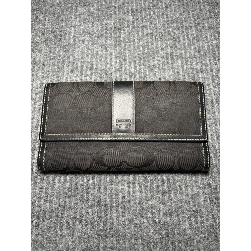 Y2K Coach Black Signature Canvas Wallet